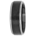 thumbnail image 4 of Brilliance Fine Jewelry Men's Black Two-Tone Tungsten Frozen Finish Step Edge 8MM Wedding Band - Men's Ring, 4 of 5