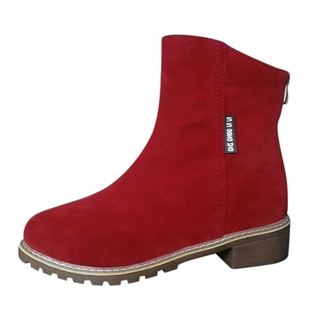 

HSMQHJWE Ankle Boots Women Boots Low Heel Leather Ladies Vintage Solid Suede Back Zipper British Style Thick Heel Short Boots Boot Glove
