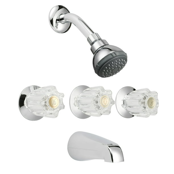 LDR 013 8500CP Chrome 3-Handle Tub & Shower Faucet Set - Walmart.com