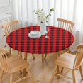 thumbnail image 3 of Red Black Checkerboard Checkered Pattern Round Fitted Tablecloth with Elastic Edge,Dining Table Cover Waterproof,Outdoor Round Tablecloth for Camping,Dining,Indoor and Outdoor, 3 of 7