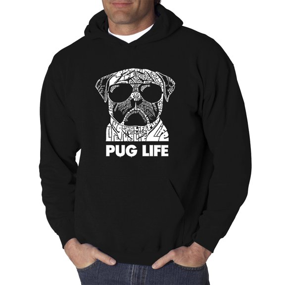 LA Pop Art Men's Word Art Hooded Sweatshirt - Pug Life