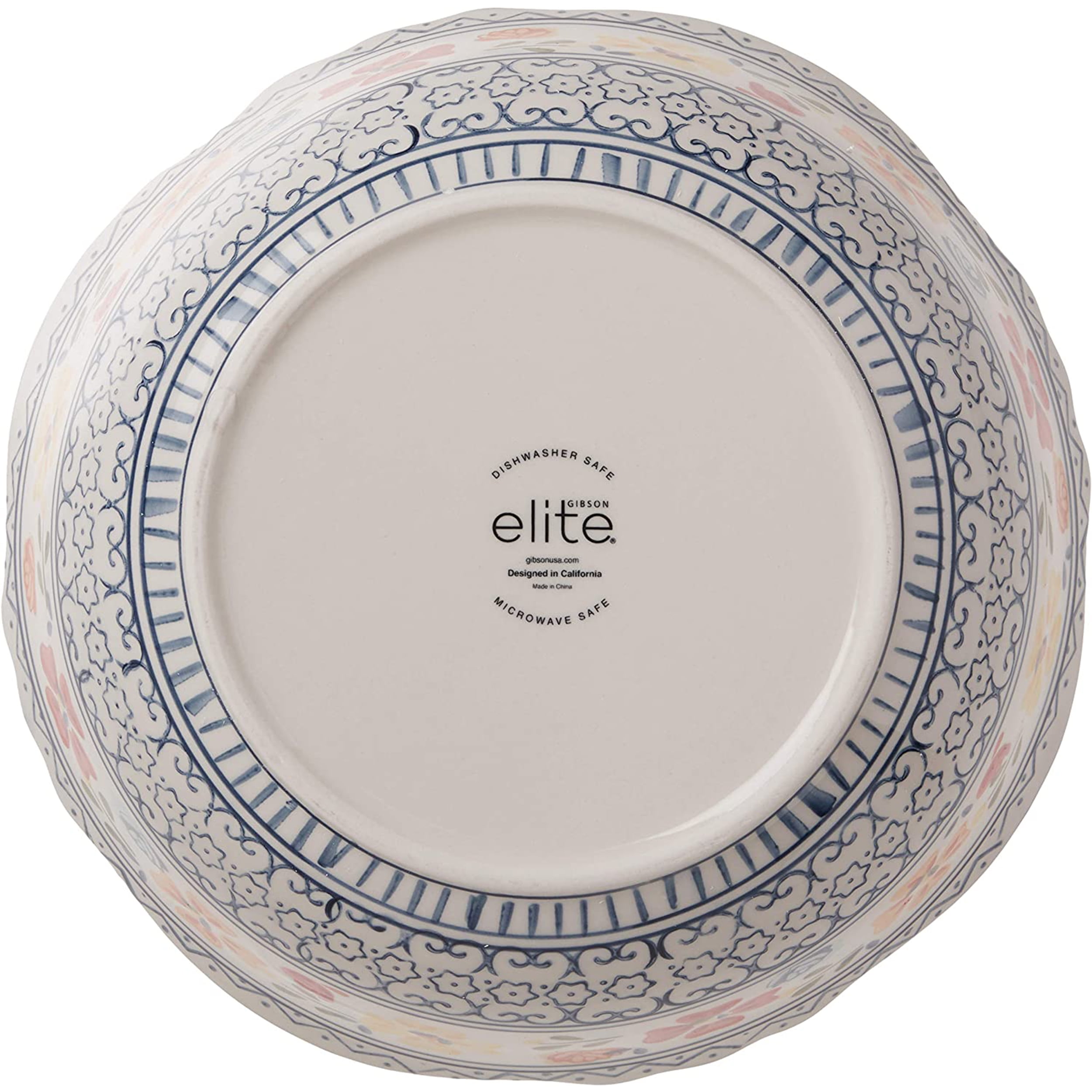 Gibson Elite Luxenbourg 2 Piece Floral Hand Painted Round Stoneware Bowl Set
