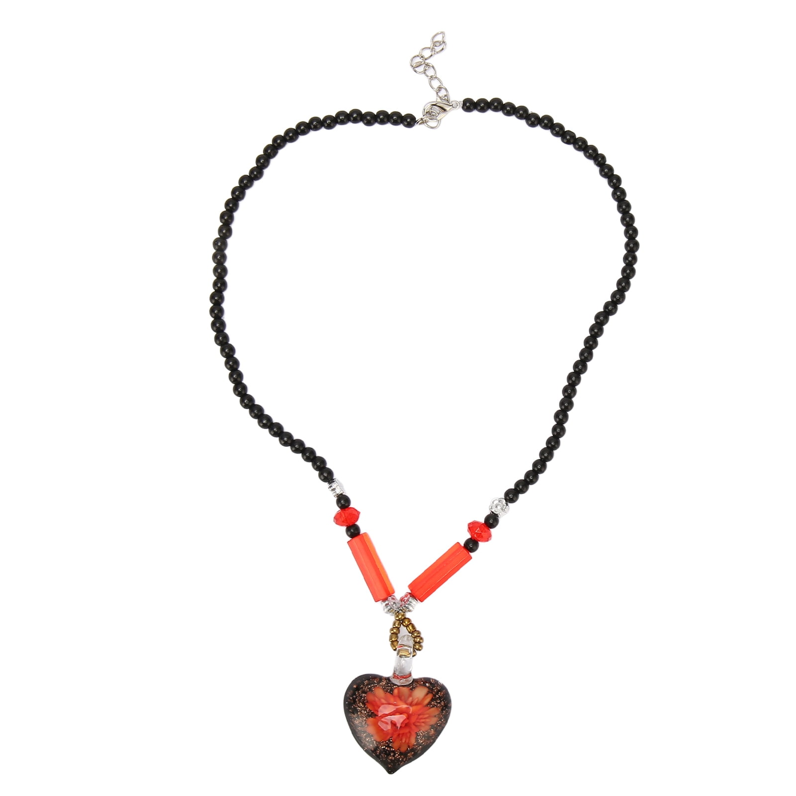 Heart Pendant Necklace Fashionable Elegant Long Lasting Glass Bead