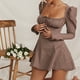 thumbnail image 3 of Mini vestido de café para mujer vestido corto Vintage con mangas abullonadas ropa de fiesta ajustada FLhrweasw Nuevo, 3 of 7