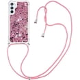 thumbnail image 4 of Long Crossbody Lanyard Clear Case for Samsung Galaxy A54 5G with Adjustable Neck Strap, Glitter Sparkly Bling Quicksand Phone Cover Cases for Samsung Galaxy A54 5G QKG Rose Gold, 4 of 14