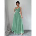 thumbnail image 3 of Mint Green Sleeveless V-Neck Floor-Length Maxi Dress With Faux Pearl Embellishment And Sheer Tulle Hem, 3 of 5