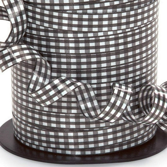 Black and White Checkered Gingham Curling Ribbon - 3/8 Inch Wide x 250 Yards (acv226)
