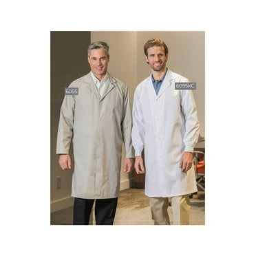 Men’s Premium Lab Coats Poly Cotton Snap Button Closures Fabric twill 5.5oz Poplin 65/35 Poly/Cotton design 2 Pockets Color WHITE Available sizes XS-XL (Sold as 2's/ Pack)