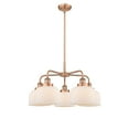 thumbnail image 2 of Innovations Lighting  Bell - 5 Light 26" Stem Hung Chandelier Antique Copper/Matte White, 2 of 5