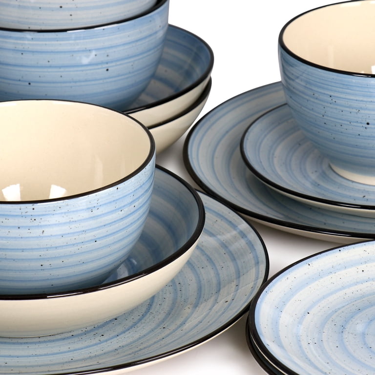 Elama Gia 24-Piece Stoneware Dinnerware Set, Light Blue photo 7