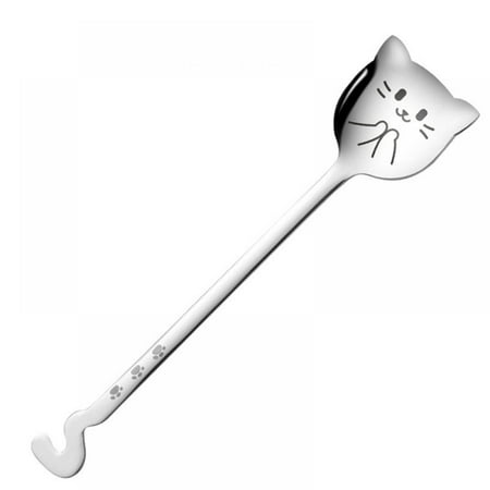 

1Pc Tea-Spoon For Coffee Long Tail Cat Coffee Spoon Long Handle Dessert Spoon Stainless Steel Tableware Stirring Kitchen Tools