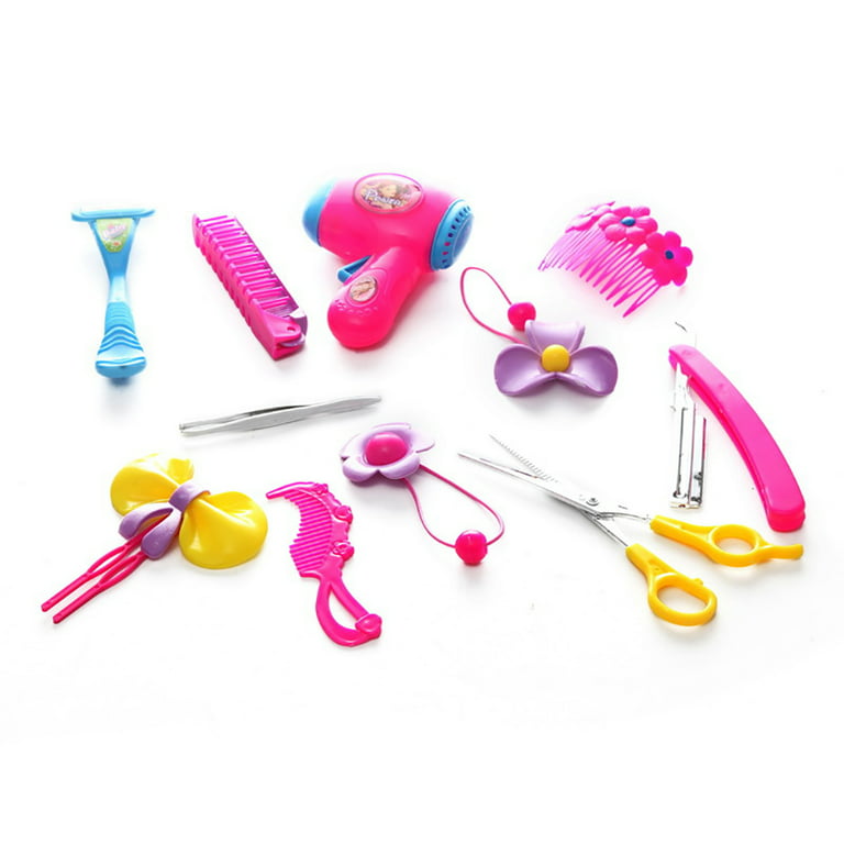 Pretend Play Makeup Toys Simulation Hair Dryer Barber Scissors Comb Curling Styling  Head Doll Hairstyle Beauty Game For Girl - AliExpress