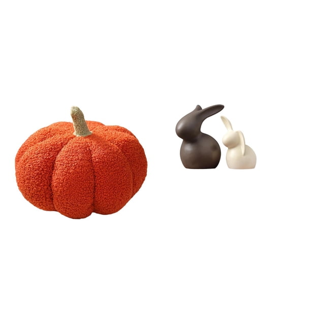 Estatua de cerámica de juguete de calabaza de Halloween, bonito y artístico conjunto decorativo para sala de estar, dormitorio, oficina, ideal para re