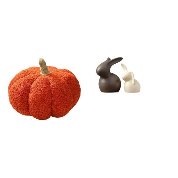 Juego De Cojín De Sofá De Peluche Con Forma De Calabaza De Halloween Y Estatua De Conejo De Cerámica Para Dormitorio, Sala De Estar, Soporte De TV, Decoración De Jardín De Pascua
