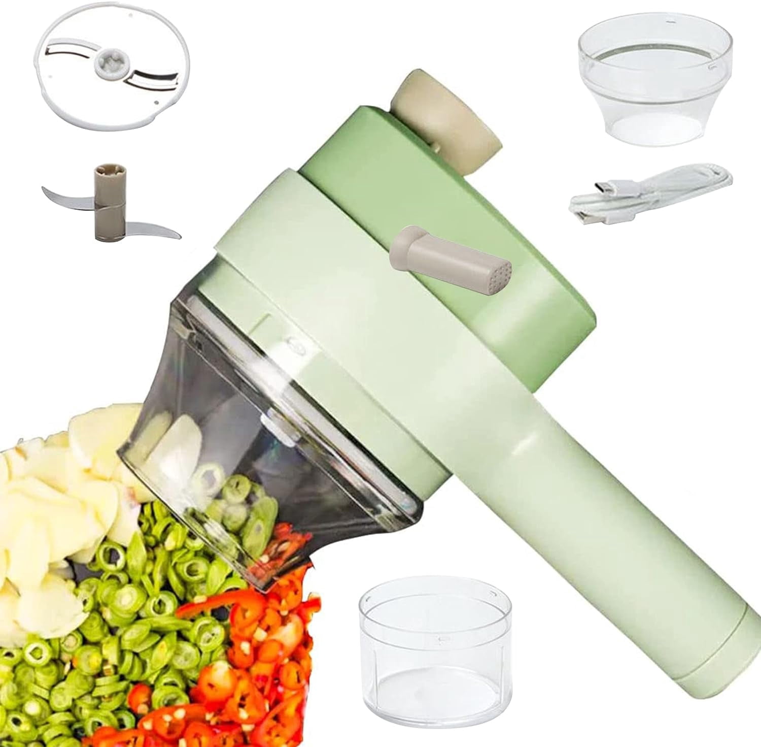 LINLIN Electric Vegetable Cutter Set, 200ml Food Processor Hand Held Multifunctional Chopper Dicer Slicer, 1500mHA Wireless Food Processor Onion Chopper Vegetable Garlic Slicer