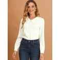 thumbnail image 2 of Blusa de Gasa Casual Allegra K Cuello Peter Pan Manga Larga Con Botones Decorativos Para Mujer Blanco S, 2 of 6