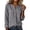 Gray, variant on Womens Linen Blend Button Down Shirt Split V Neck Flap Pockets Long Sleeve Relaxed Fit Casual Summer Top