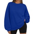 thumbnail image 2 of Mohiass Womens Sweatshirt Oversized Crewneck Fleece Pullover Sweatshirts Y2k Fall Long Sleeve Tops Blue S, 2 of 4