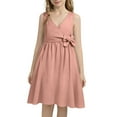 thumbnail image 2 of SBYOJLPB Children's Dress Summer Solid Color Bare Shoulders Round Neck Princess Dress Breathable Dress for Kids Casual Sundress, 2 of 5