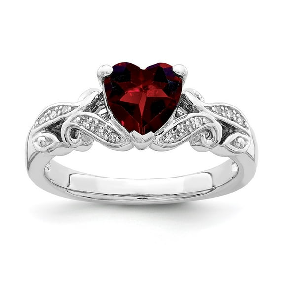 Primal Silver Sterling Silver Garnet and Diamond Ring