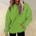 thumbnail image 2 of NMMUED Hoodie for Women Rhinestone Sleeve Sweatshirt Stylish Casual Athletic Pullover with Pocket Fashion Trendy Y2k Green M, 2 of 9