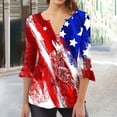 thumbnail image 1 of Fiudx Liquidación de Ofertas Flash Camiseta Estampada a La Moda para Mujer, Blusa con Mangas 3/4, Camisetas Informales con Cuello En V, 1 of 5