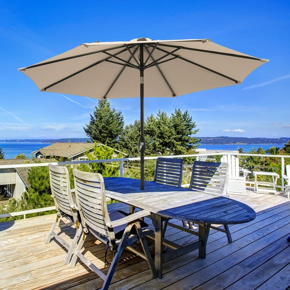 ACEGOSES 9ft Patio Umbrella Outdoor Umbrella with Tilt and Crank 8 Ribs,Sand Brown