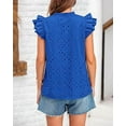 thumbnail image 4 of FreshPretty Women Summer Eyelet Tops Dressy Casual V Neck Ruffle Cap Sleeve Cotton Boho Shirts Lace Embroidered Blouses 2025, 4 of 6