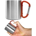 thumbnail image 1 of Taza para uso exterior - Taza para acampar - Compacta y ligera, 220 ml con mango de mosquetón de acero inoxidable atornillado - Para senderismo, trekking, trabajo., 1 of 5