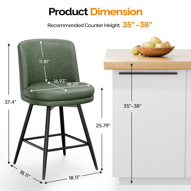 Ktaxon Antique Bar Stools with Back Set of 2, Counter Height