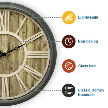 Pacific Bay Mannheim 20" Brown Analog Wall Clock - Rustic