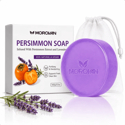 MOROVAN Persimmon Lavender Soap, Purifying Deodorizing Body Cleansing Bar for Old People, Men & Women for Body Odor, 3.5oz
