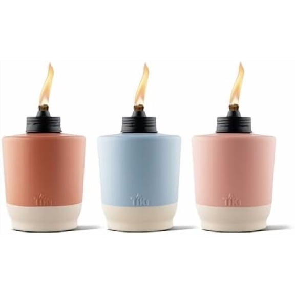 Sunset Sands Outdoor Table Torch, Decorative OutdoorTorches for Patio and Backyard, Orange, Blue, and Pink, 6 in, Pack of 3, 1124122$$Tools & Hardware Other