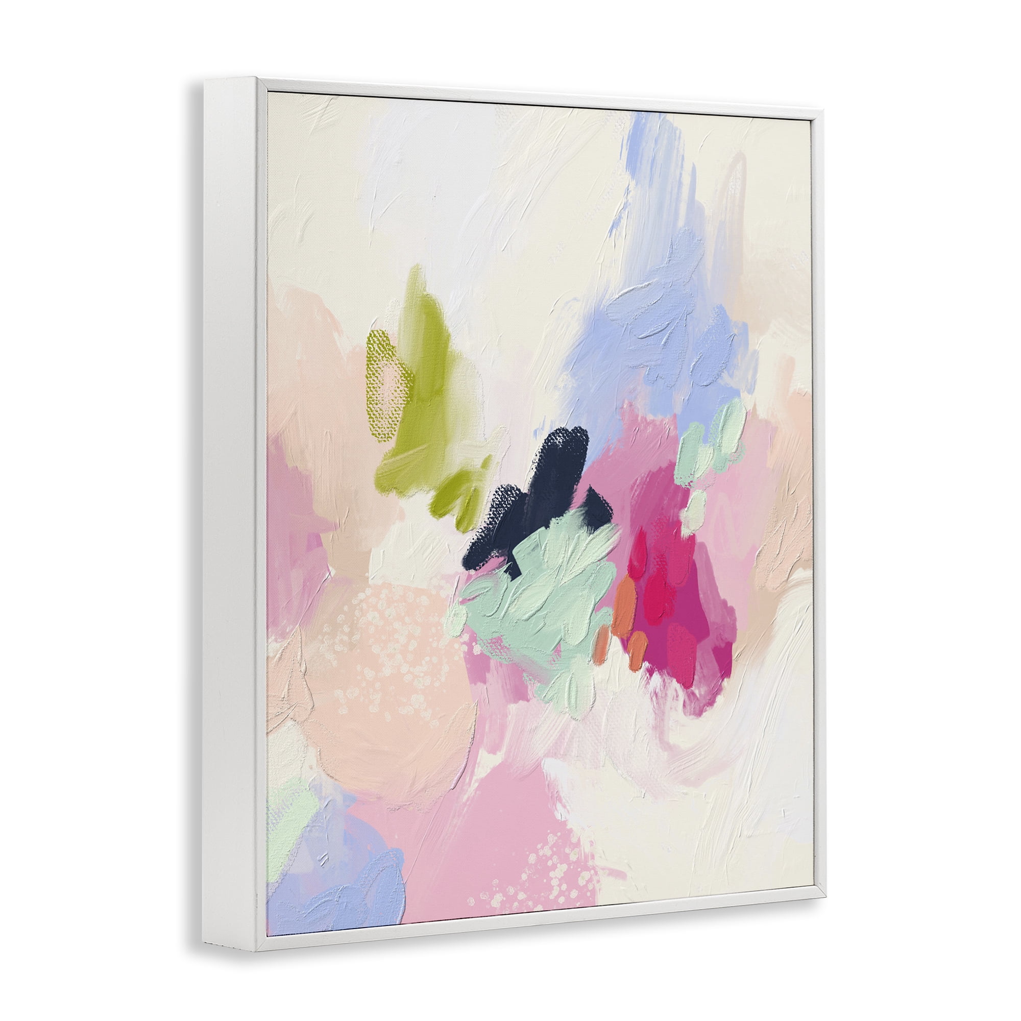 Stupell Industries Pastel Abstract Paint Strokes Abstract Painting White Framed Art Print Wall Art, 24 x 30
