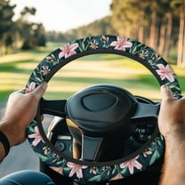 Jeiento Pink Floral Golf Cart Steering Wheel Cover for Club Car Anti Slip Golf Cart Steering Wheel Covers Auto Car Wrap Cover Warm in Winter Cool in Summer Golf Cart Accessories