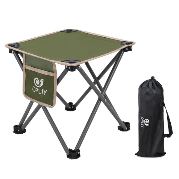 Opliy Taburete de Camping, Silla Plegable Samll, Taburete de Campamento portátil para Acampar, Pesca, Senderismo, jardinería y Playa, Asiento de Camping con Bolsa de Transporte (Verde, L 13.5")