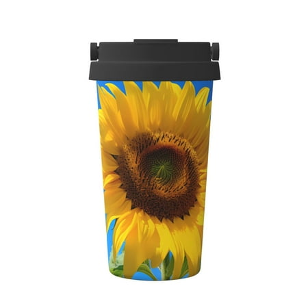 

Hirioo Blue Sky Sunflower for Coffee Travel Mug Insulated Coffee Mug with Lid