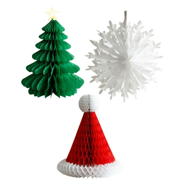 3 adornos navideños de papel de panal para colgar, reutilizables, para fotos estilo 1