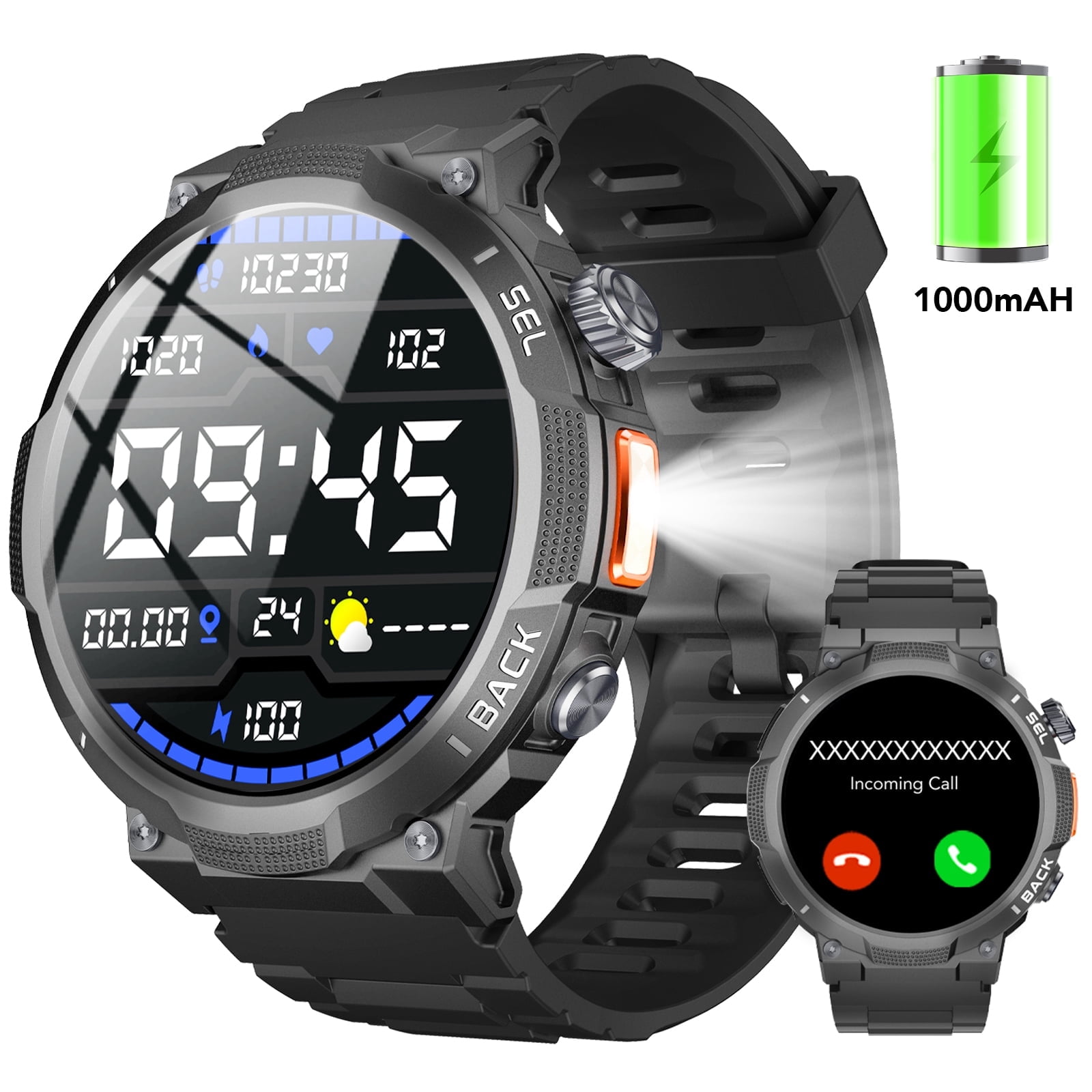 Smart Watch for Men, 1.53'' AMOLED Sport Smartwatch, 100 Day Standby Bluetooth 5.4 Call(Answer/Make Calls), 120+ Sport Modes IP68 Waterproof Smart Watch Fits for iPhone and Android, Black