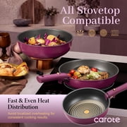 CAROTE 20 Pcs Nonstick Cookware Sets, Pots and Pans Set with Detachable Handles, Oven Safe, Induction Cookware, Stackable Kitchen Cooking Set, Ultra Violet