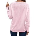 thumbnail image 3 of Women'S Tops Dressy Casual V Neck Long Sleeve Buttons Hollow Out Lace Embroidered Blouses Shirts Pink S, 3 of 8