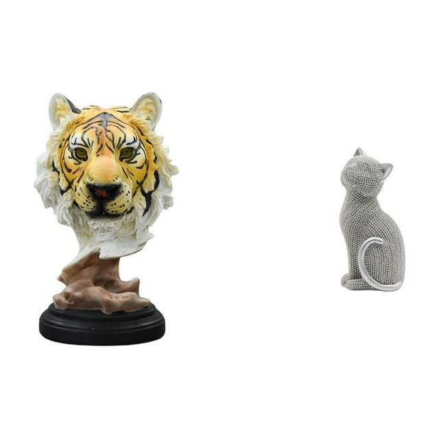 Escultura de cabeza de tigre, estatua de gato, escultura de mesa de resina, figura de cabeza de animal, estatua moderna, adorno de escritorio adecuado