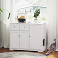 thumbnail image 4 of Demi Bonn 40" Cat Litter Box Enclosure with 2 Drawers and 3 Doors, Hidden Litter Box for Cats, Cat House Furniture for Side Table or Nightstand, White, 4 of 10