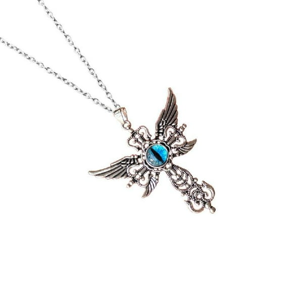 Adjustable Chain Crosses Necklace Elegant Crosses Necklace with Demon Wing Pendant Unique Neck Chain Accessory