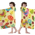 thumbnail image 4 of Yellow Chicken Colorful Rooster Egg Pattern Hooded Bath Towel，60"x35" for Ages 3 To 12 Kids, Quick Dry Lightweight Soft Microfiber Hood Beach Towel Cover Up for Kids, 4 of 7