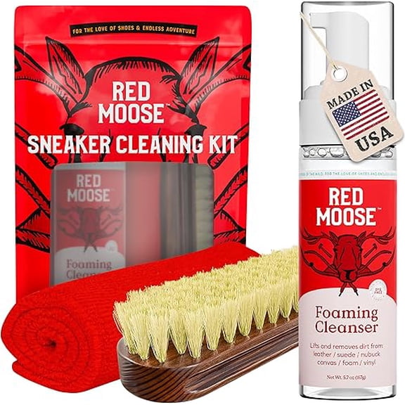 Shoe & Sneaker Cleaner Kit – Leather, Suede, Nubuck, Canvas & White Shoes with Brush, Foam & Cloth, Made in USA