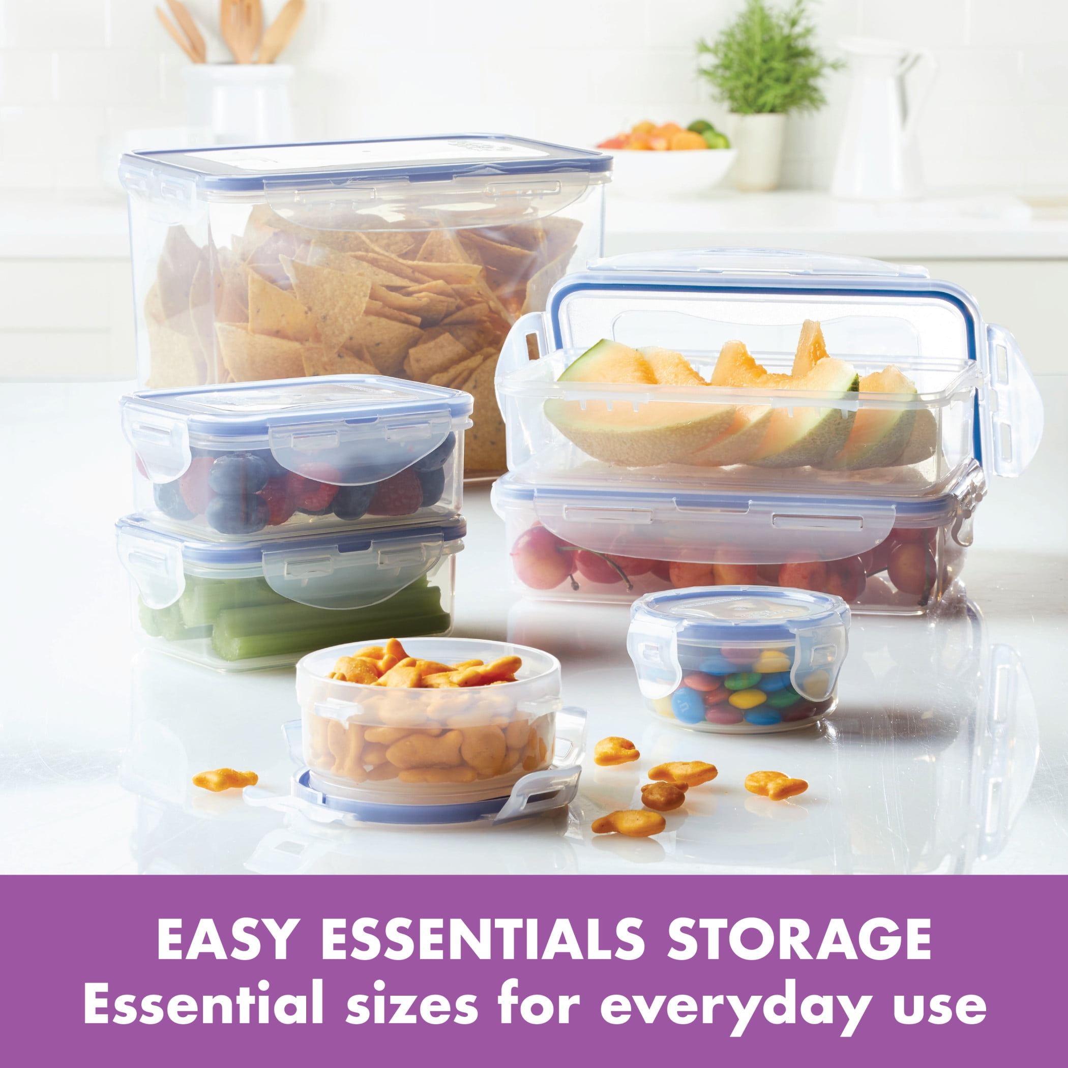 Lock & Lock Easy Essentials Square Food Storage Container Set, Clear -  10 Piece, 1 - Kroger