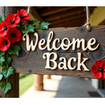 thumbnail image 4 of Wooden Door Themed Welcome Back Banner with Floral Leafy Elements Party Decorations Backdrop Background for Homecomings Reunions Office Returns Gatherings, 4 of 7