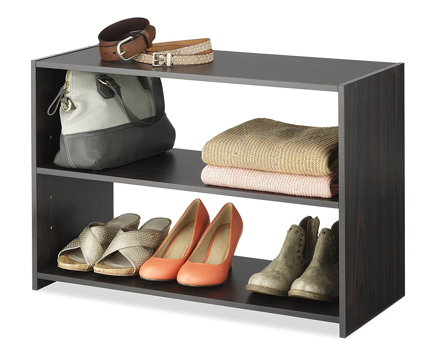 Stackable 27" Wide 3Shelf Storage Organizer, Espresso