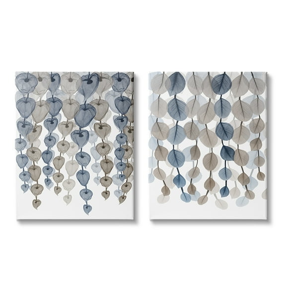 Stupell Industries Falling Vines Neutral Blue Brown Leaves Canvas Wall Art by Albert Koetsier